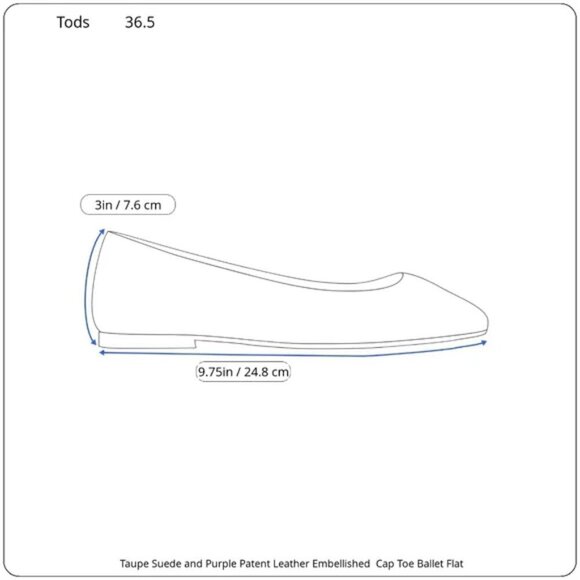 TODS Cream Suede & Purple Patent Leather Embellished Cap Toe Ballet Flats Sz 5.5 - Picture 15 of 15